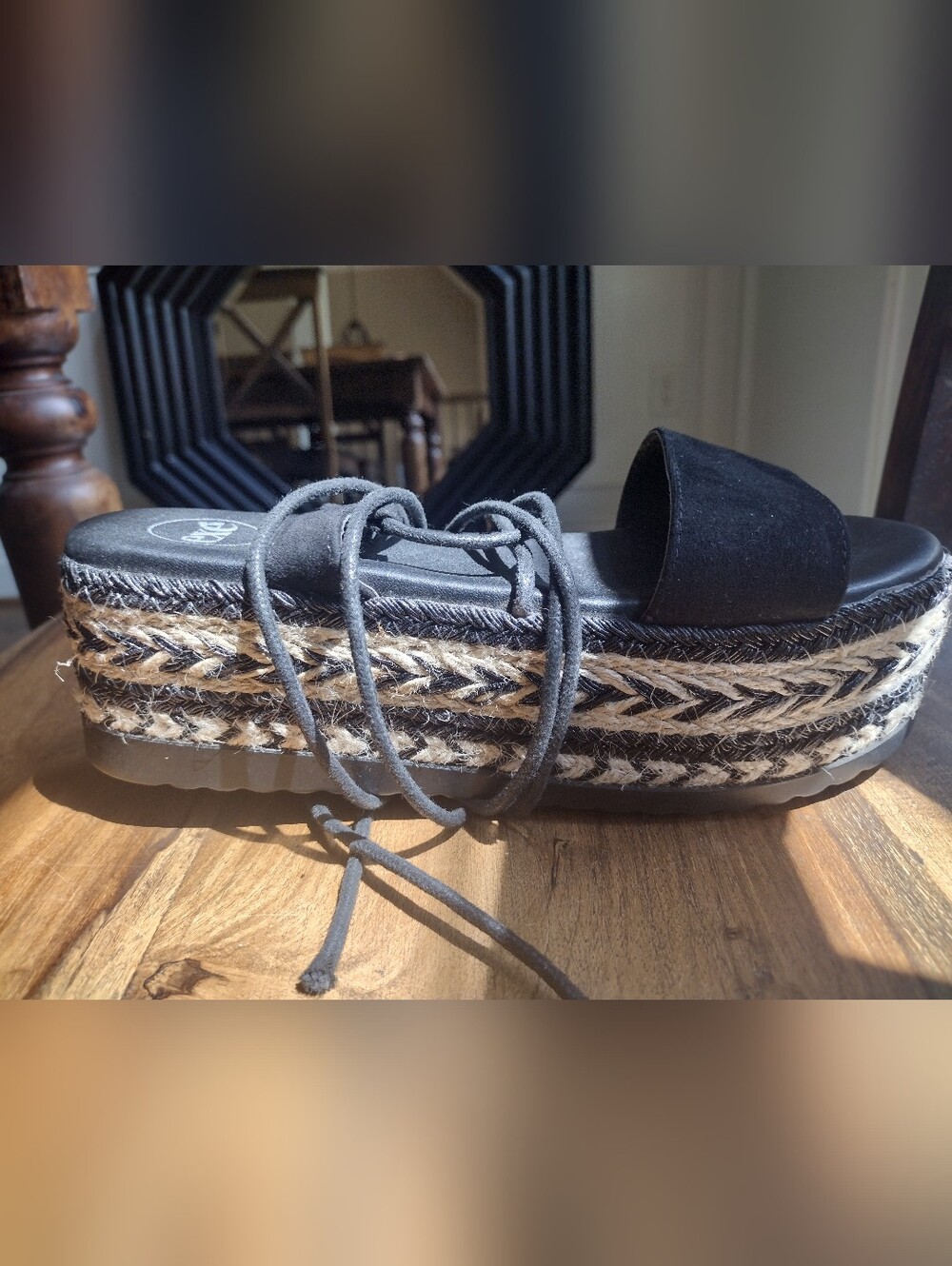 Exe Black Platform Boho Sandals Size 37 (7)